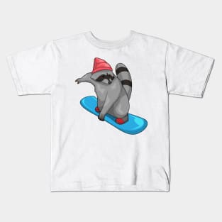 Racoon Snowboard Winter sports Kids T-Shirt